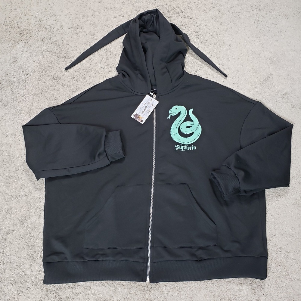 NWT Harry Potter x Shein Hoodie Women 1X Black Slytherin Snake Hooded Sweatshirt
